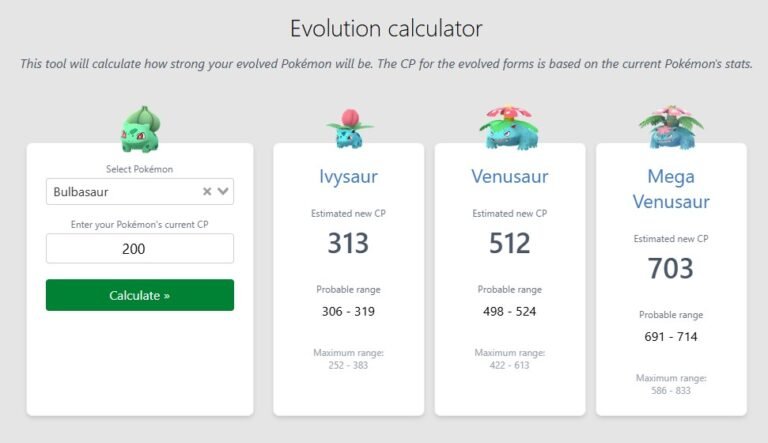Evolution calculator